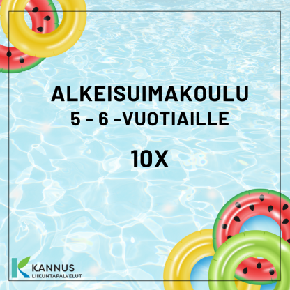 KESÄN 2025 ALKEISUIMAKOULU 5 - 6v, 10x KLO 17 - 18
