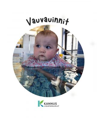 Vauva monitoimialtaassa, tekstinä vauvauinnit.