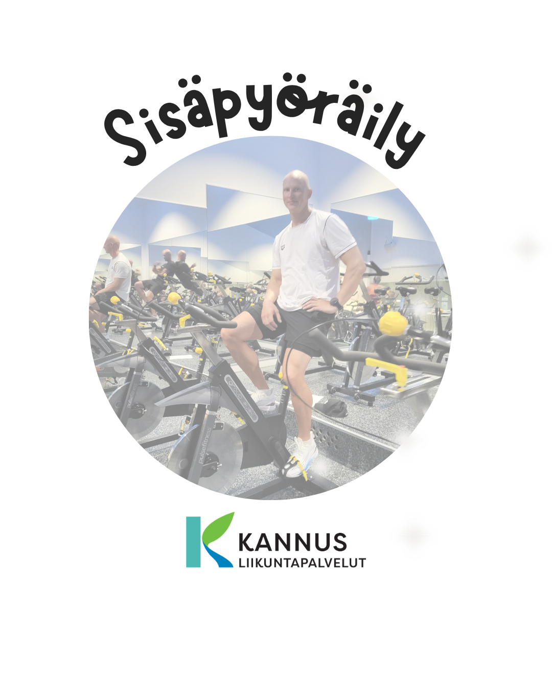 Teksti sisäpyöräily ja kuvassa henkilö sisäpyörän päällä istumassa. Logo alareunassa liikuntapalvelut.